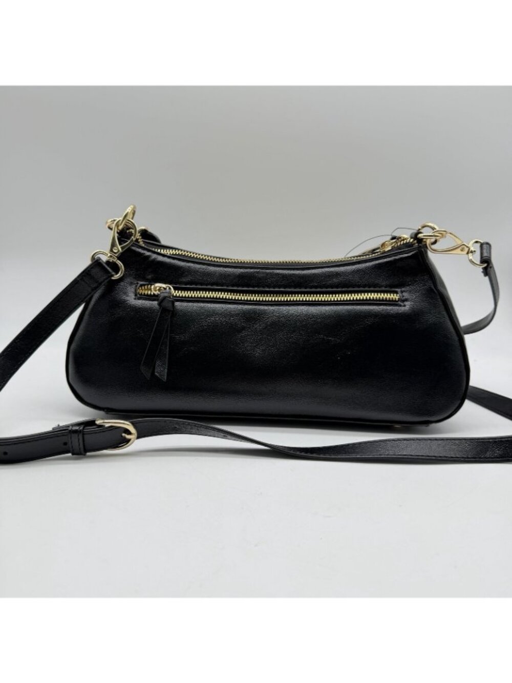 On 34th Jynna glazed baguette shiny women's top handle shoulder bag - Black - Picture 11 of 13